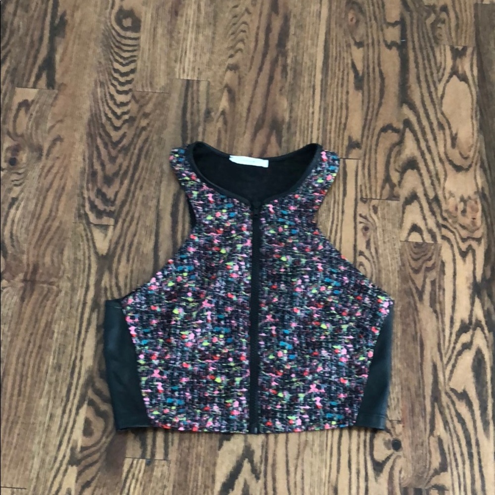 Hot pink faux leather crop top. Multi color. small
